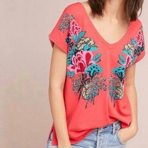 Anthropologie Aldomartins Floral Sweater Top EUC